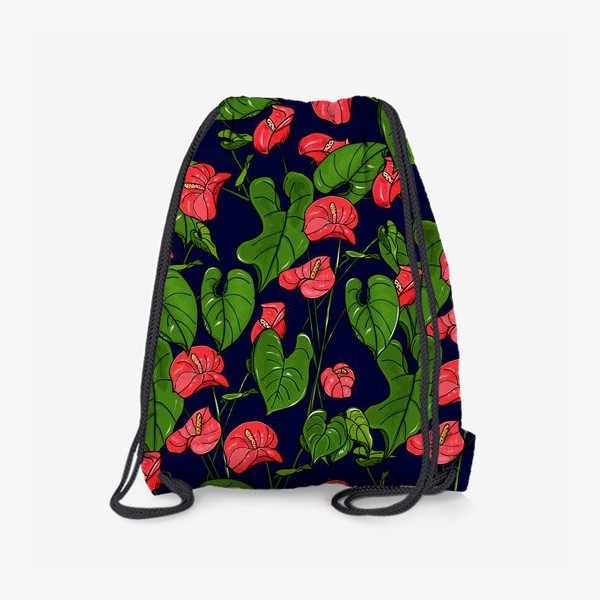 Рюкзак «красные цветы. антуриум»