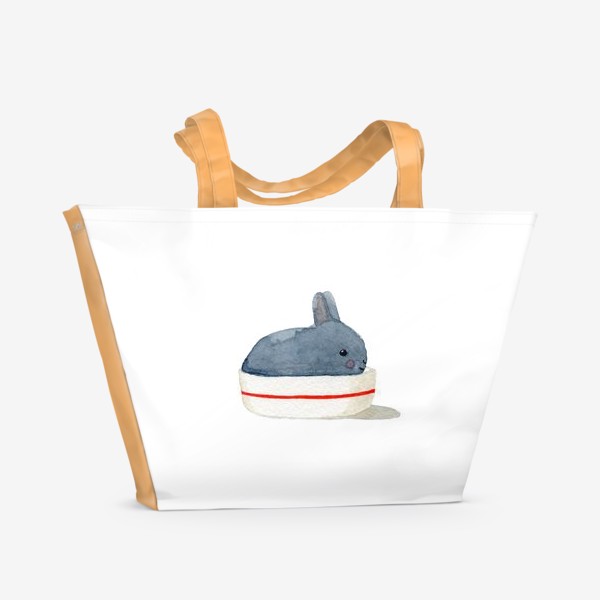 Пляжная сумка «Кролик в миске.»