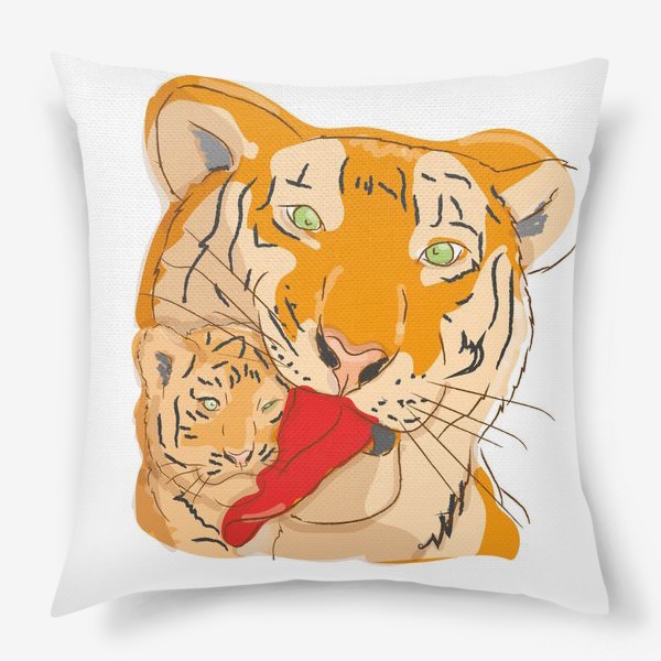 Подушка «мама тигр с тигренком»