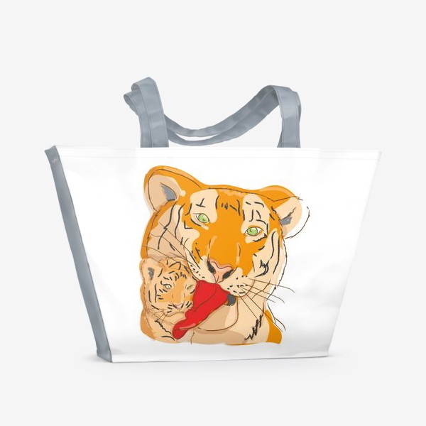 Пляжная сумка «мама тигр с тигренком»