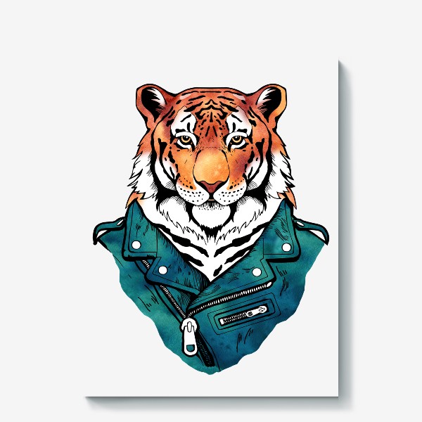 Холст «Тигр в куртке-косухе. Символ 2022 года. Для него»