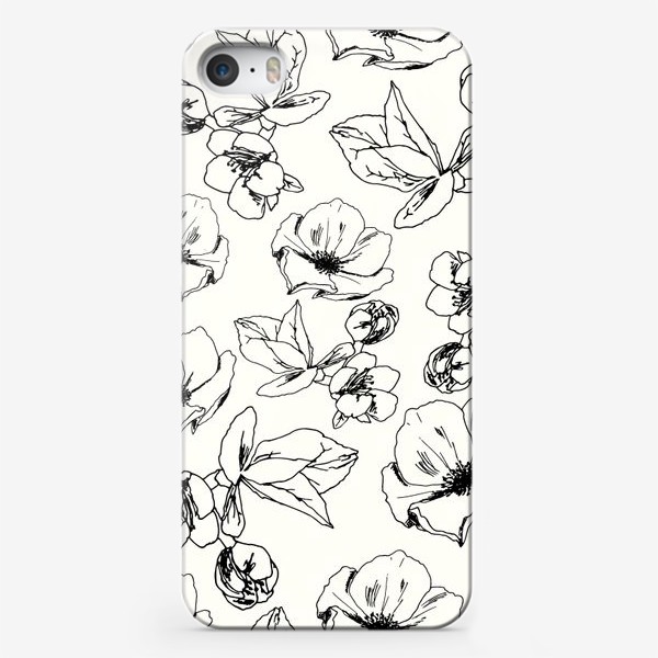 Чехол iPhone «черно-белые цветы»