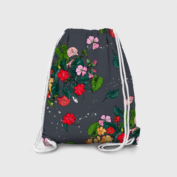 Рюкзак «цветы на сером»