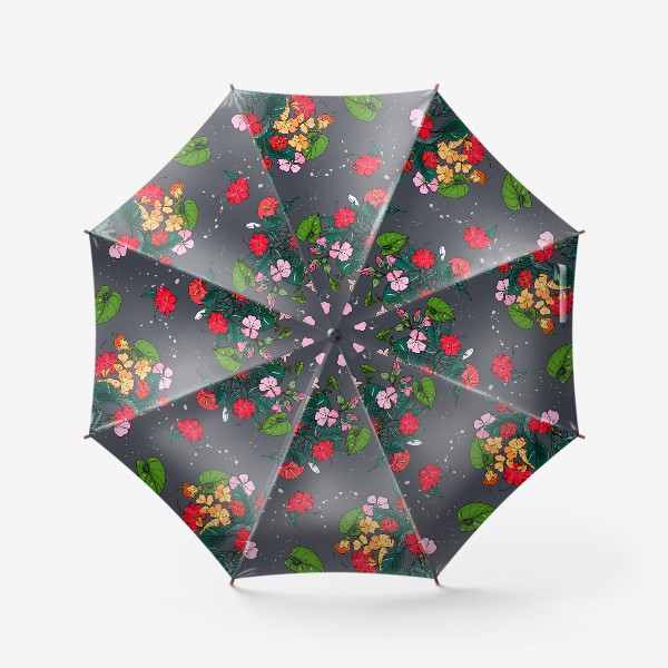 Зонт «цветы на сером»