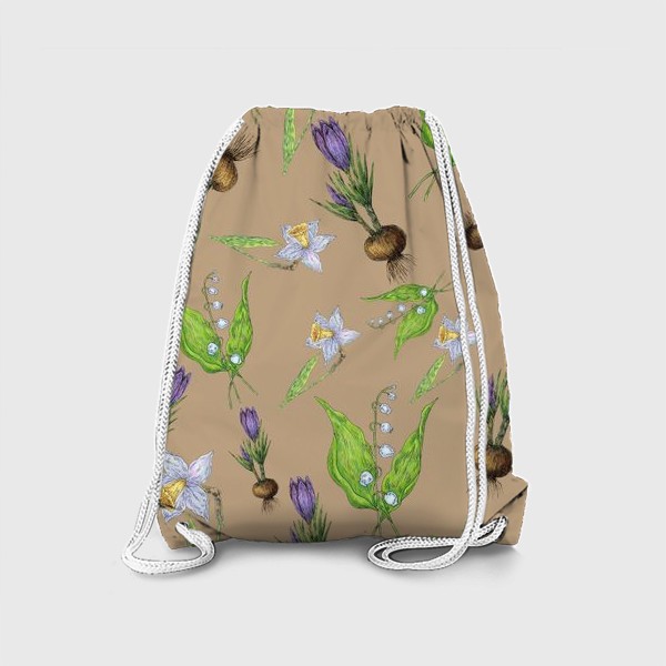 Рюкзак «Весенние цветы ландыши, нарциссы и крокусы»