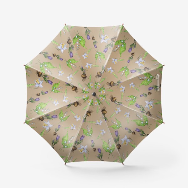 Зонт «Весенние цветы ландыши, нарциссы и крокусы»