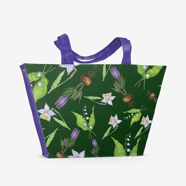 Пляжная сумка &laquo;Узор с весенними цветами&raquo;