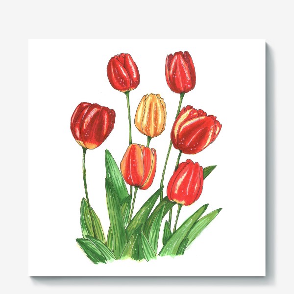 Холст «Тюльпаны яркие. Весенние цветы»