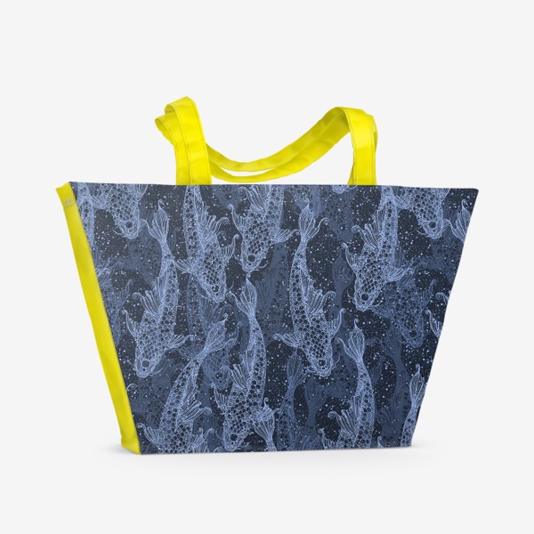 Пляжная сумка «Карпы Кои. Рыбы на синем»