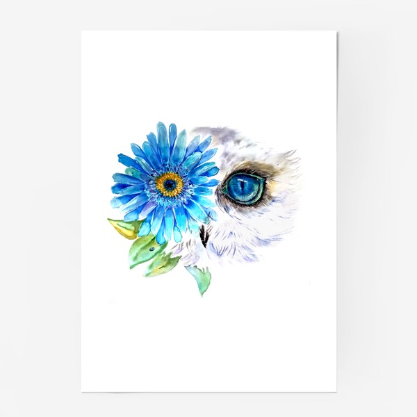 Постер «сова и цветок»