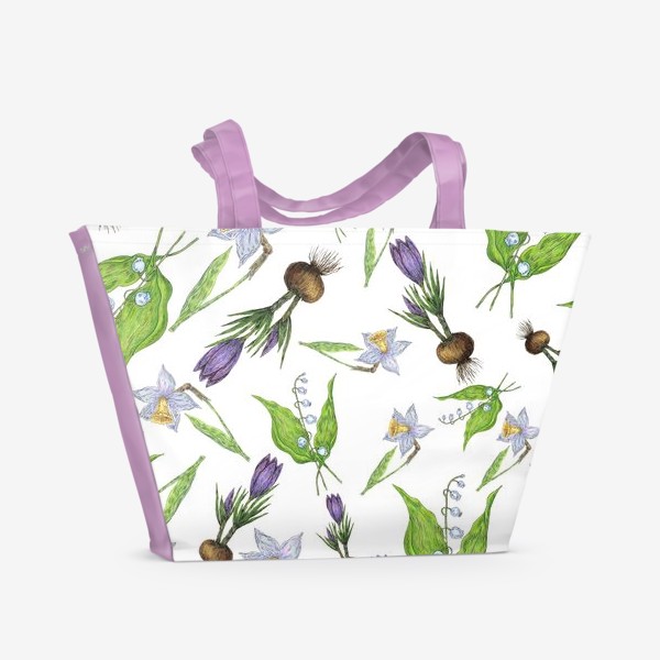 Пляжная сумка «Узор с весенними цветами»