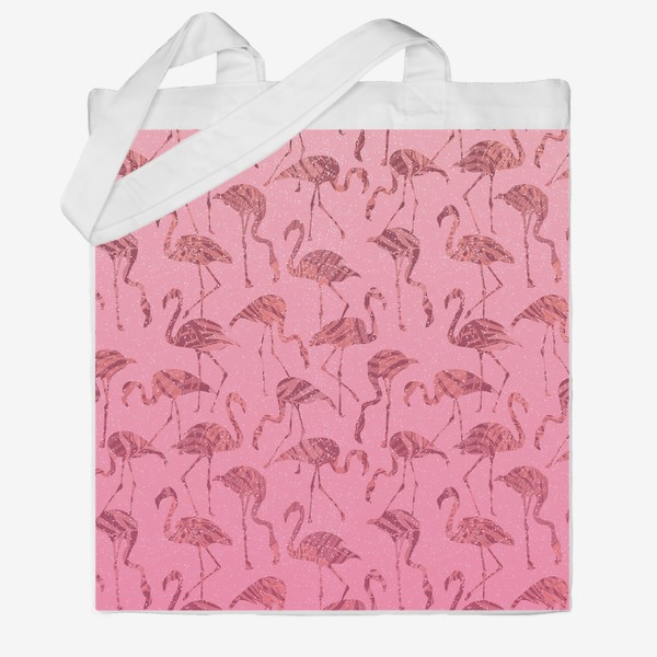Сумка хб «Фламинго тропик розовый»