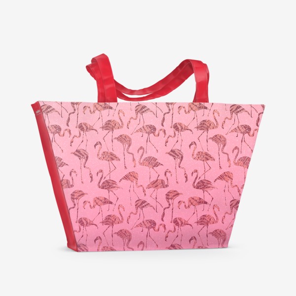 Пляжная сумка «Фламинго тропик розовый»
