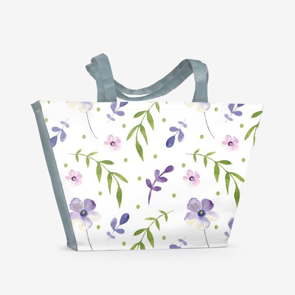 Пляжная сумка «Орнамент из фиолетовых цветов»