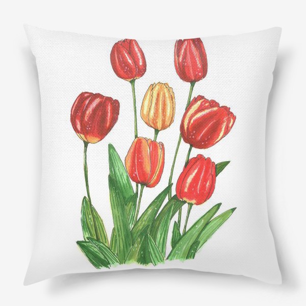 Подушка «Тюльпаны яркие. Весенние цветы»