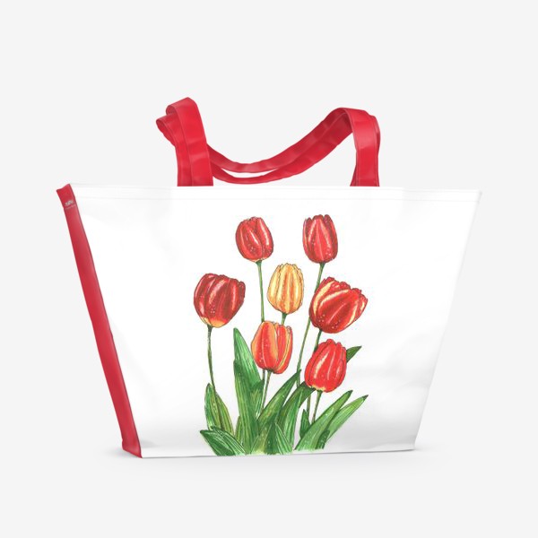 Пляжная сумка &laquo;Тюльпаны яркие. Весенние цветы&raquo;