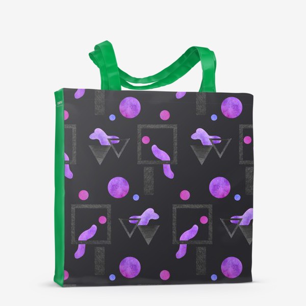 Сумка-шоппер «Пурпурные фигуры на темном фоне - геометрическая абстракция»