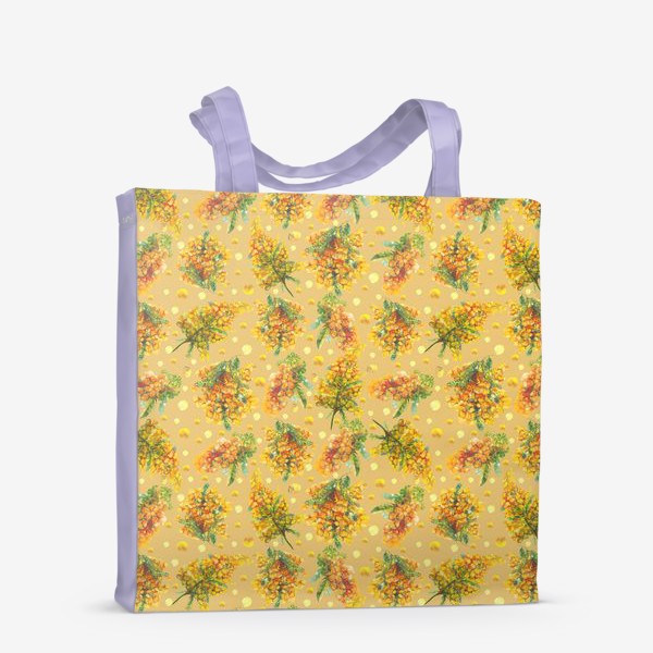 Сумка-шоппер «Мимоза акварелью на желтом фоне, весенние цветы, 8 марта»