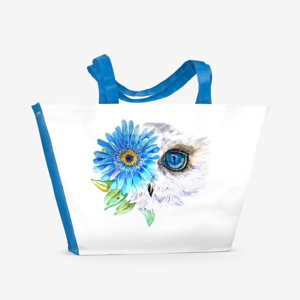 Пляжная сумка &laquo;сова и цветок&raquo;