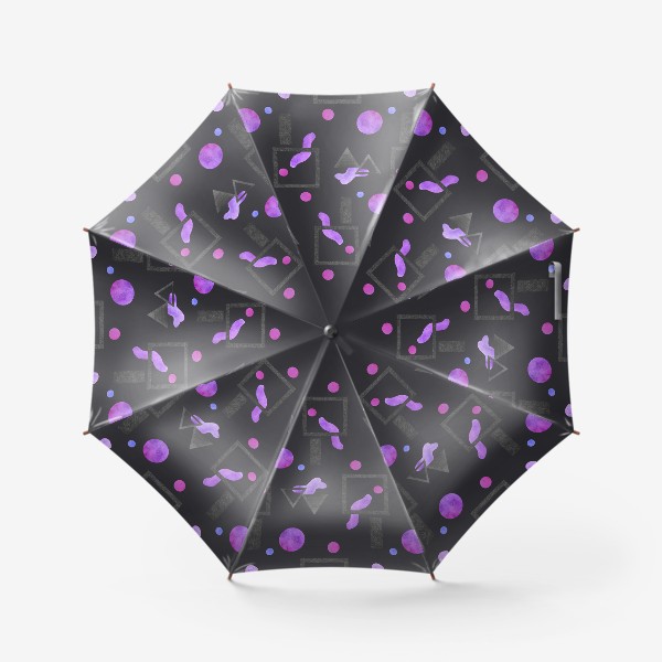 Зонт «Пурпурные фигуры на темном фоне - геометрическая абстракция»