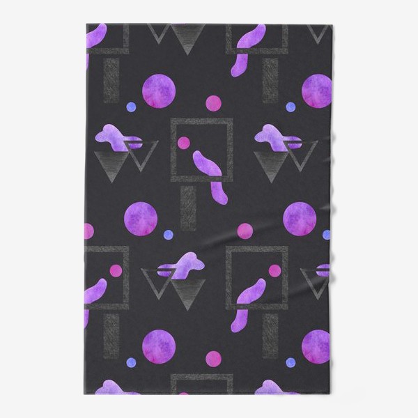 Полотенце «Пурпурные фигуры на темном фоне - геометрическая абстракция»