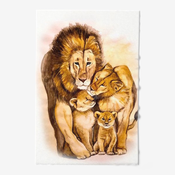 Полотенце «14 февраля Семья львы любовь дети мама папа 8 марта день отца 23 февраля лев»