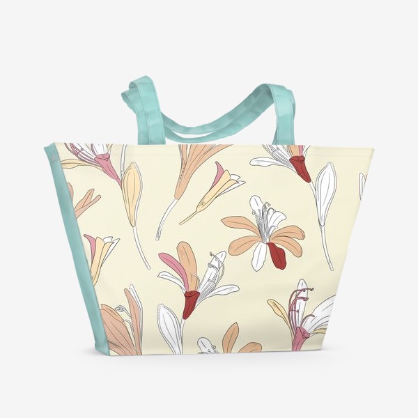 Пляжная сумка «цветы в бежевых тонах»