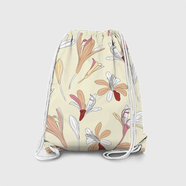 Рюкзак «цветы в бежевых тонах»