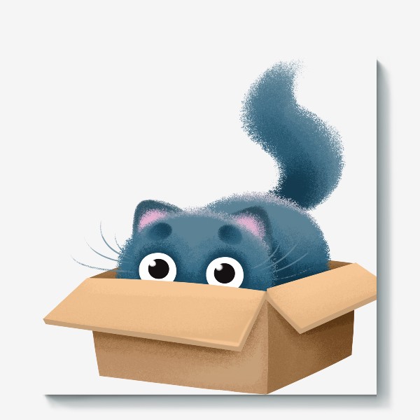 Холст «кот в коробке»