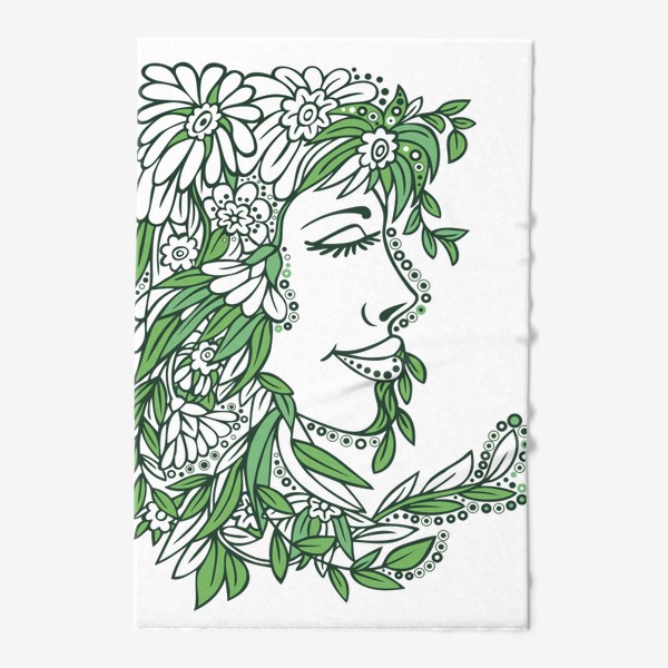 Полотенце «девушка весна стилизация растения и цветы»