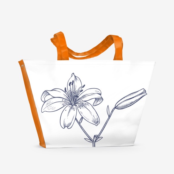 Пляжная сумка «рисунок цветок лилии графика»