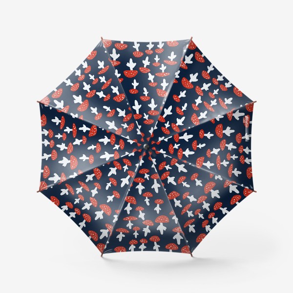 Зонт «Паттерн с мухоморами»