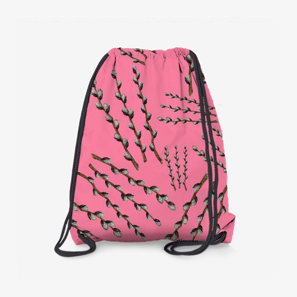Рюкзак «Пасха - паттерн с веточками вербы на розовом фоне»