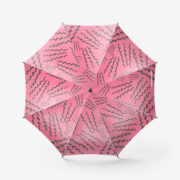 Зонт «Пасха - паттерн с веточками вербы на розовом фоне»