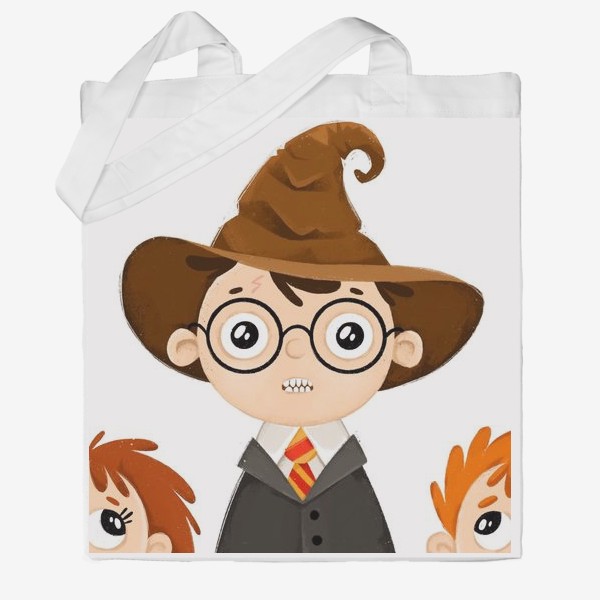 Сумка хб «Гарри Поттер и распределяющая шляпа»