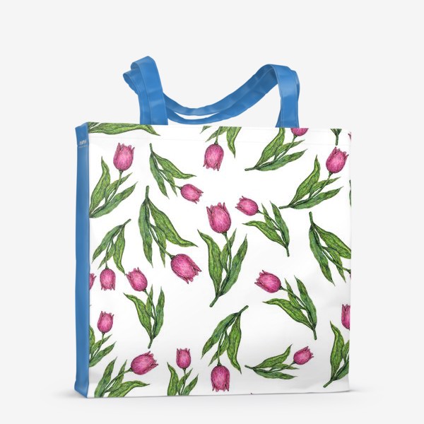 Сумка-шоппер «Розовые тюльпаны на белом фоне»