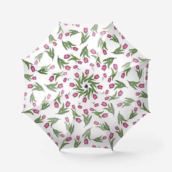 Зонт «Розовые тюльпаны на белом фоне»