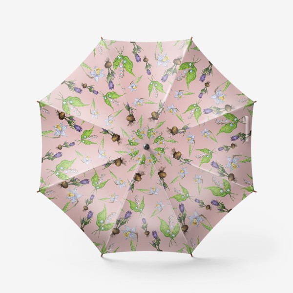 Зонт &laquo;Паттерн нежность с весенними цветами&raquo;