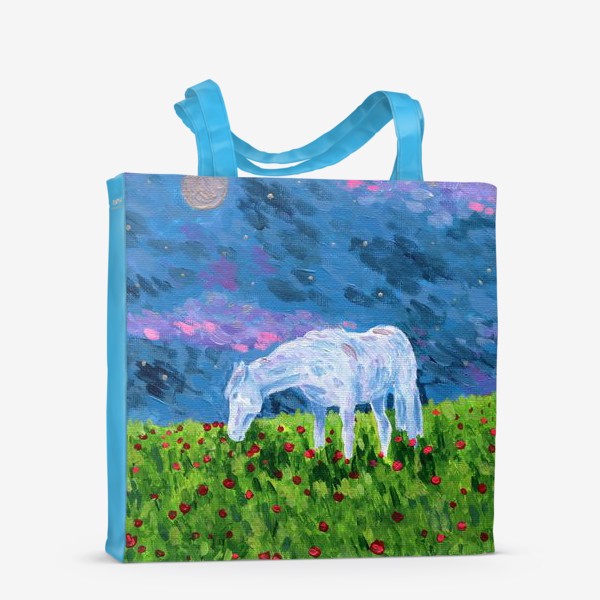 Сумка-шоппер «Белая лошадь в поле»