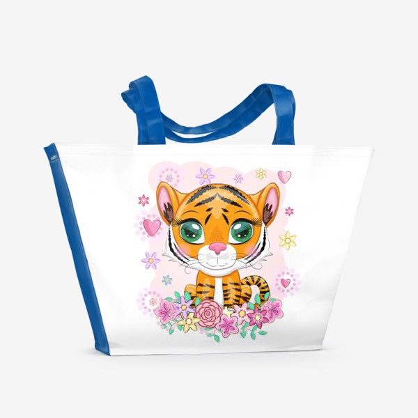 Пляжная сумка «Тигренок в цветах. Амурский тигр»