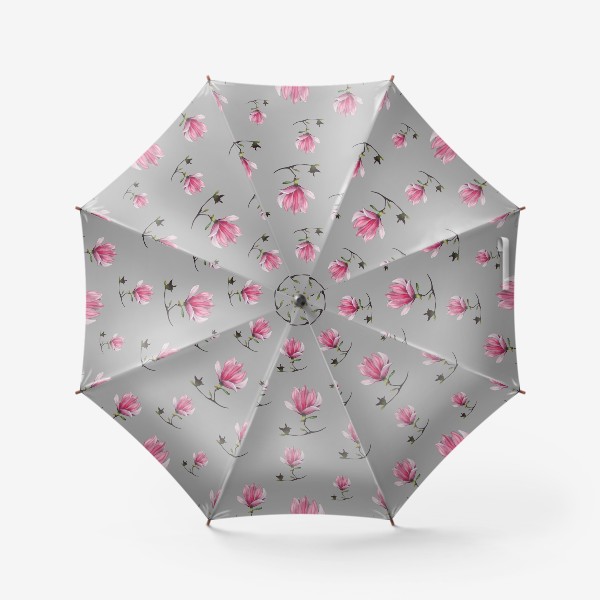 Зонт «Магнолии на сером фоне Весенний узор Подарок на 8 марта Пастель»