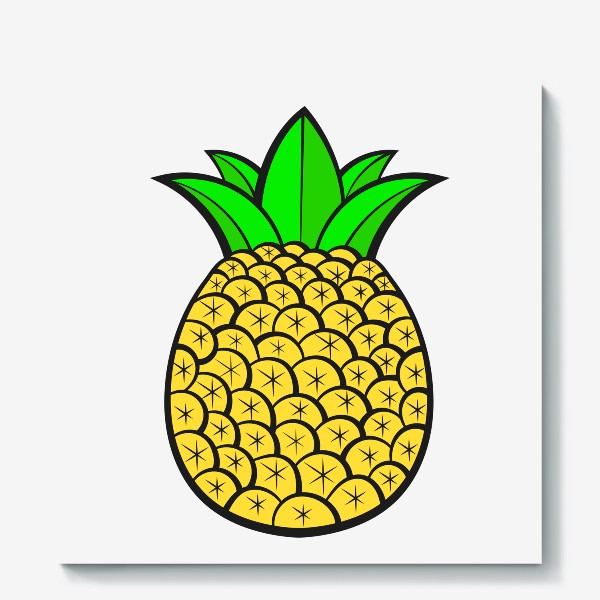 Холст &laquo;Summer Fruits For Healthy Lifestyle. Pineapple Fruit. Vector Illustration Cartoon Flat Icon Isolated&raquo;