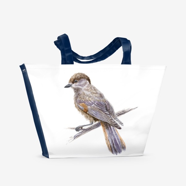 Пляжная сумка «птица кукша на ветке»