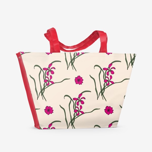 Пляжная сумка «Паттерн с китайскими орхидеями»