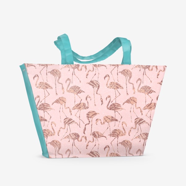 Пляжная сумка «Фламинго розовый паттерн»