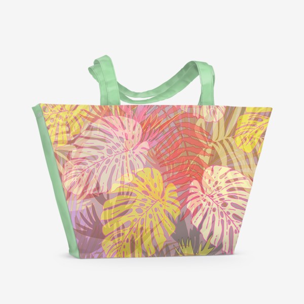 Пляжная сумка &laquo;Тропический цветной прозрачный многослойный паттерн&raquo;