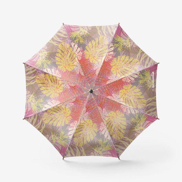 Зонт «Тропический цветной прозрачный многослойный паттерн»