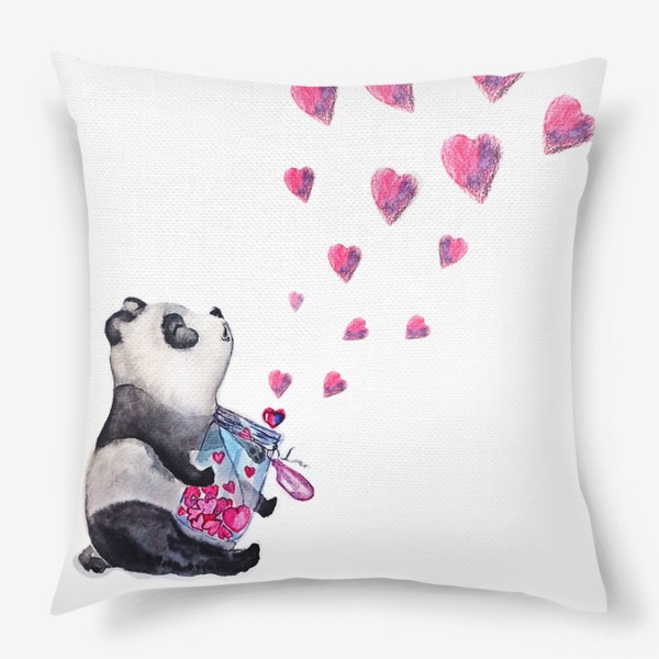 Подушка «панда и сердечки»