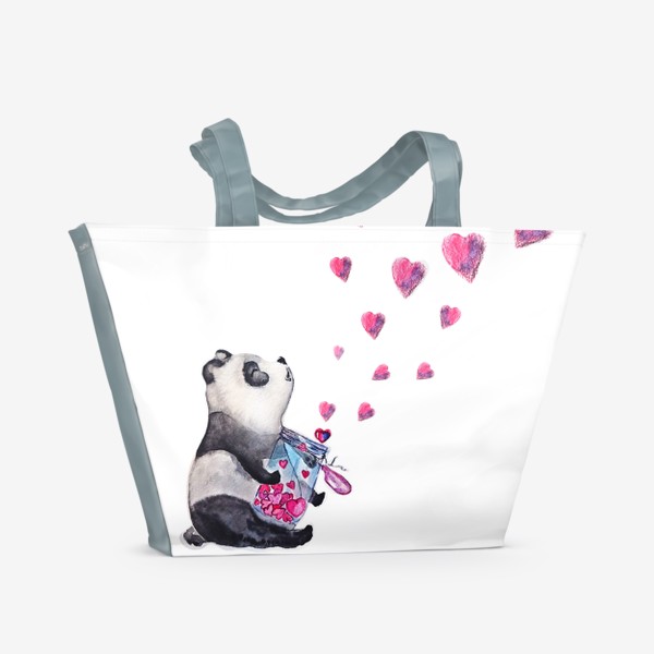 Пляжная сумка «панда и сердечки»