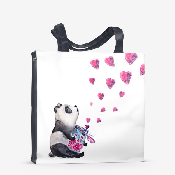Сумка-шоппер &laquo;панда и сердечки&raquo;